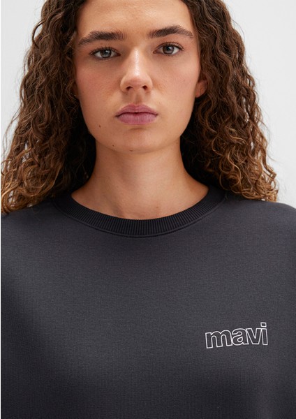 Mavi Logo Baskılı Antrasit Sweatshirt 1611656-82185