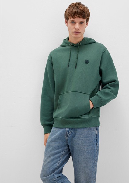 Mavi Logo Nakışlı Kapüşonlu Yeşil Sweatshirt 065809-71580