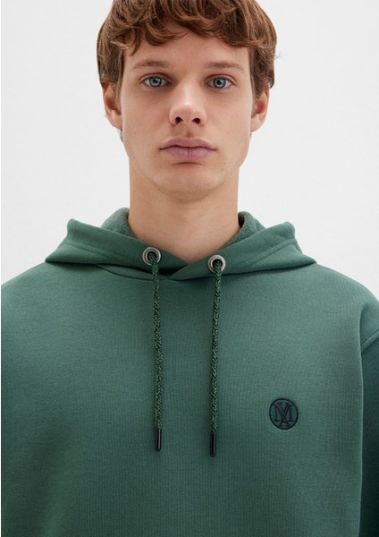 Mavi Logo Nakışlı Kapüşonlu Yeşil Sweatshirt 065809-71580