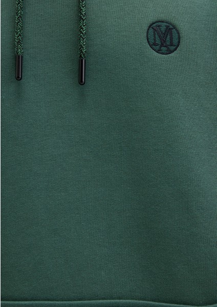 Mavi Logo Nakışlı Kapüşonlu Yeşil Sweatshirt 065809-71580