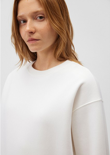 Bisiklet Yaka Beyaz Basic Sweatshirt 1610198-70057