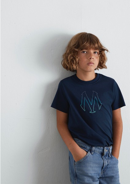 Mühür Logo Baskılı Lacivert Tişört 6610044-70490