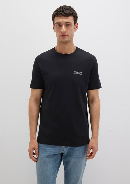 Mavi Logo Baskılı Siyah İnterlok Tişört 0610360-900