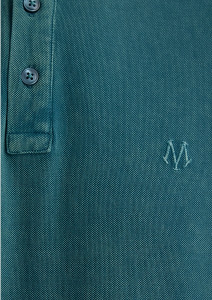 Renkli Şerit Detaylı Yeşil Polo Tişört 065920-30708