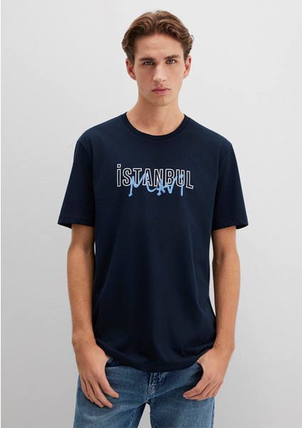 İstanbul Baskılı Lacivert Tişört 067114-34319