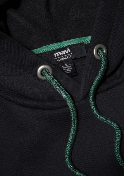 Mavi Logo Nakışlı Kapüşonlu Siyah Sweatshirt 065809-900