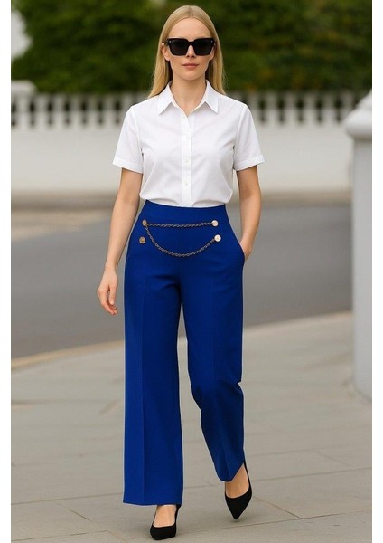 Kadın Beli Zincir Detay Ithal Krep Pantolon fiyatları