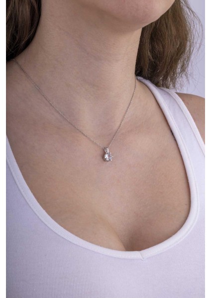 Iyuvarlak Kesim 6 Tırnaklı Tektaş Gümüş Kadın Kolye fiyatları