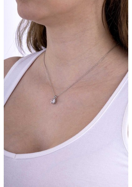 Iyuvarlak Kesim 6 Tırnaklı Tektaş Gümüş Kadın Kolye modelleri