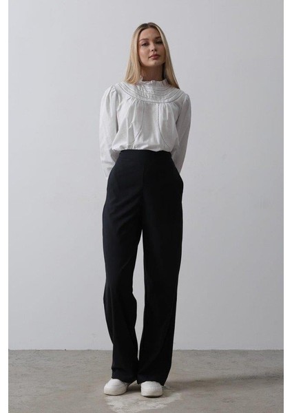 Beli Yarım Lastikli Palazzo Pantolon - Lacivert modelleri