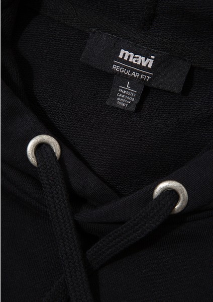 Mavi Logo Baskılı Kapüşonlu Siyah Sweatshirt 065606-900