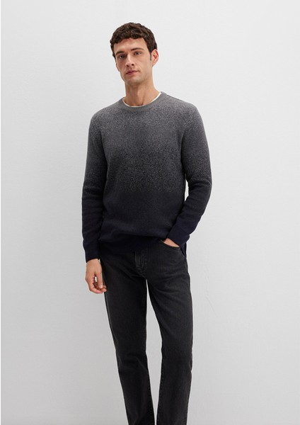 Bisiklet Yaka Gri Kazak 070779-34686