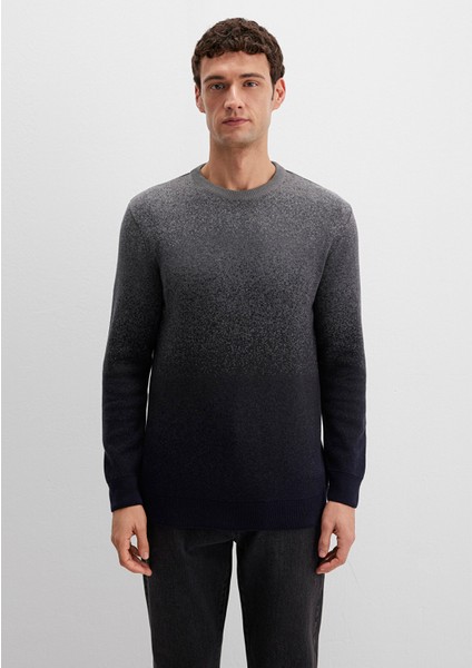 Bisiklet Yaka Gri Kazak 070779-34686