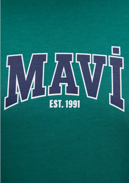 Mavi Logo Baskılı Yeşil Sweatshirt 1S10372-71918