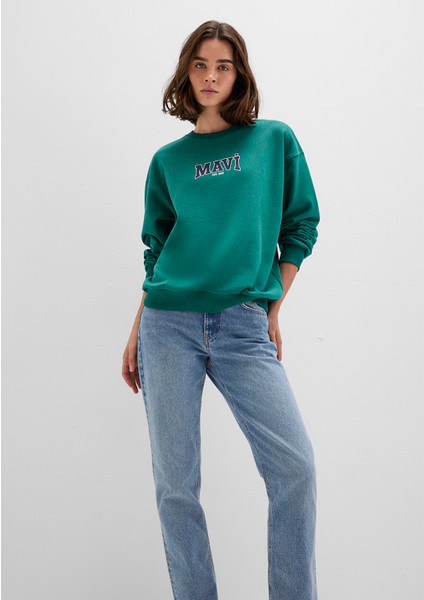 Mavi Logo Baskılı Yeşil Sweatshirt 1S10372-71918