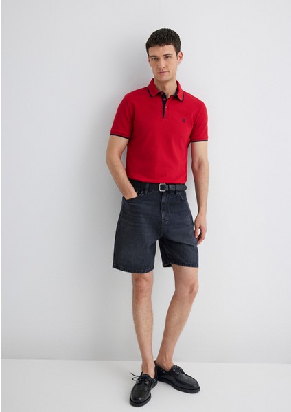 Yaka Detaylı Kırmızı Polo Tişört 062373-28441