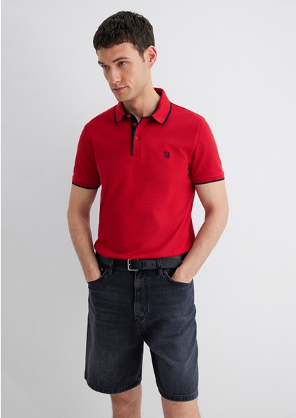 Yaka Detaylı Kırmızı Polo Tişört 062373-28441