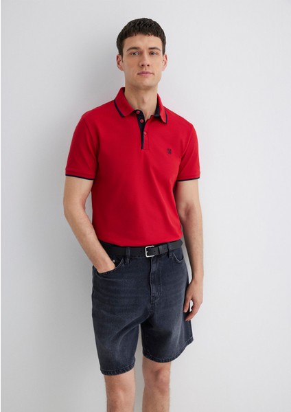 Yaka Detaylı Kırmızı Polo Tişört 062373-28441