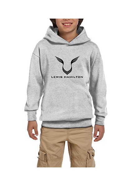 Lewis H. Logo Gri Çocuk Kapşonlu Sweatshirt
