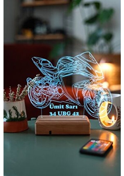 Yamaha R25 Motor Masa Üstü Gece Lambası 16 Renk Ayarlanabilir Işık Yatak Odası İçin