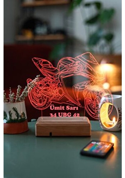 Yamaha R25 Motor Masa Üstü Gece Lambası 16 Renk Ayarlanabilir Işık Yatak Odası İçin