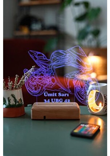 Yamaha R25 Motor Masa Üstü Gece Lambası 16 Renk Ayarlanabilir Işık Yatak Odası İçin