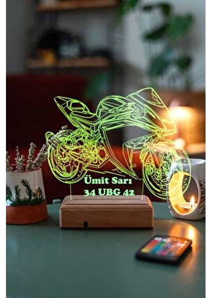 Yamaha R25 Motor Masa Üstü Gece Lambası 16 Renk Ayarlanabilir Işık Yatak Odası İçin