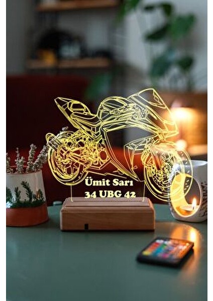 Yamaha R25 Motor Masa Üstü Gece Lambası 16 Renk Ayarlanabilir Işık Yatak Odası İçin