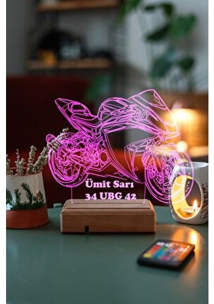 Yamaha R25 Motor Masa Üstü Gece Lambası 16 Renk Ayarlanabilir Işık Yatak Odası İçin