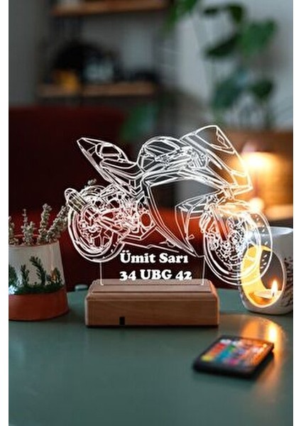 Yamaha R25 Motor Masa Üstü Gece Lambası 16 Renk Ayarlanabilir Işık Yatak Odası İçin