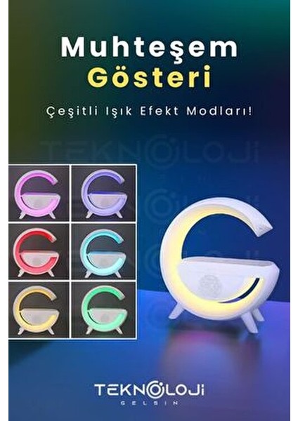 Akıllı Gece Lambası Bluetooth Hoparlör Kablosuz Şarjlı Beyaz Masa Lambası