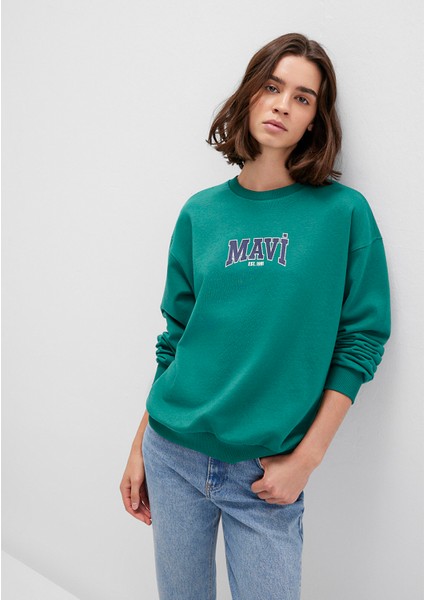 Mavi Logo Baskılı Yeşil Sweatshirt 1S10372-71918