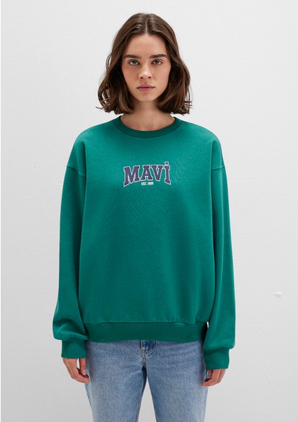 Mavi Logo Baskılı Yeşil Sweatshirt 1S10372-71918