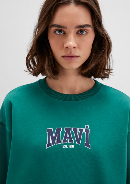 Mavi Logo Baskılı Yeşil Sweatshirt 1S10372-71918