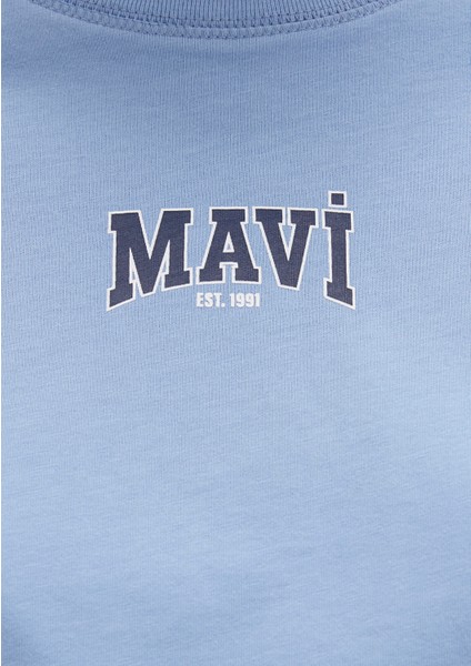Mavi Logo Baskılı Mavi Crop Tişört 1613411-70831