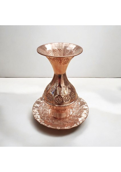 Mini Tabaklı Vazo Mini Süs Vazo 10 cm Minyatur Vazo Mini Vazo Tabaklı Biblo Bakır Vazo