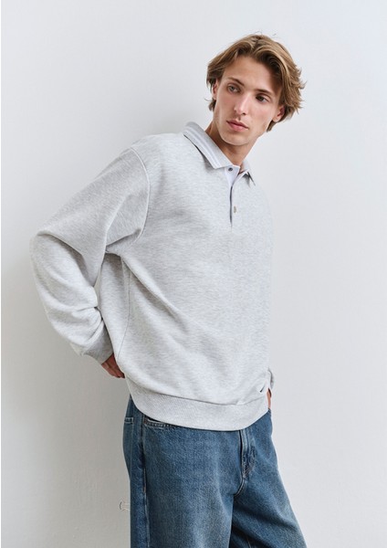 Polo Yaka Gri Sweatshirt 0S10390-82498