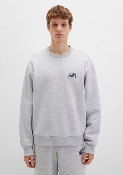 Mavi Logo Baskılı Gri Sweatshirt 0611716-80018