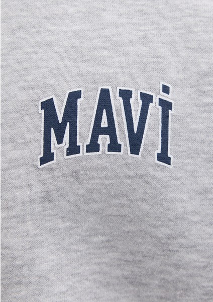 Mavi Logo Baskılı Gri Sweatshirt 0611716-80018