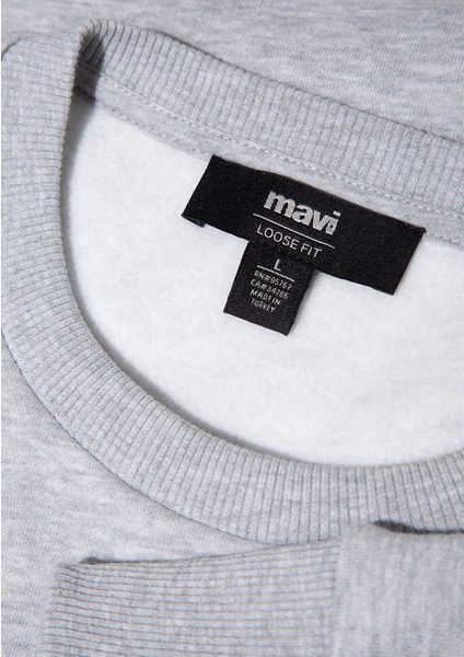 Mavi Logo Baskılı Gri Sweatshirt 0611716-80018