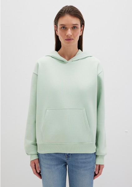 Kapüşonlu Yeşil Basic Sweatshirt 167299-71449