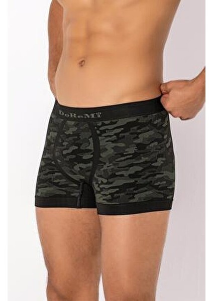 Erkek Boxer Hava Geçirgen Dokuma Kumaşla 1 Adet Kamuflaj Desenli