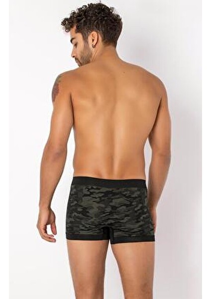 Erkek Boxer Hava Geçirgen Dokuma Kumaşla 1 Adet Kamuflaj Desenli
