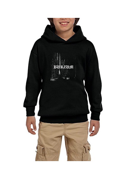Burzum Woods Siyah Çocuk Kapşonlu Sweatshirt