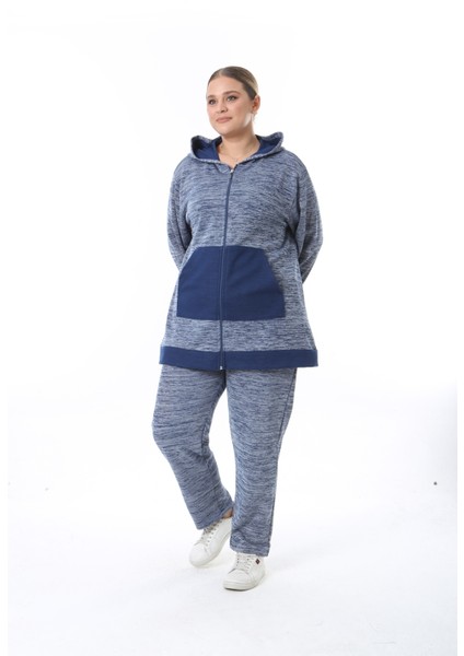 Kadın Büyük Beden Selanik Kumaş Lacivert Alt Üst Takım fiyatları