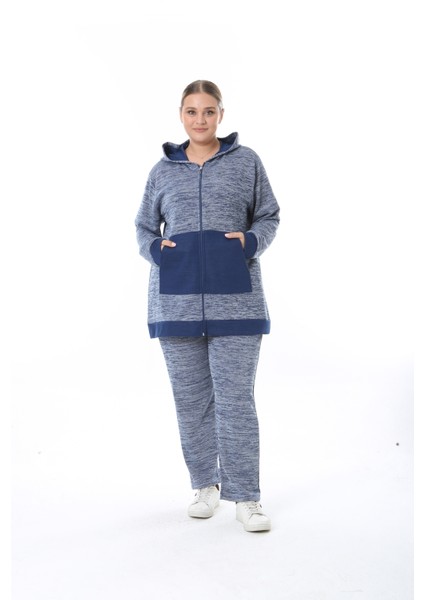 Kadın Büyük Beden Selanik Kumaş Lacivert Alt Üst Takım indirimleri