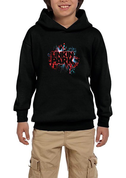 Linkin Park Graphic Design Siyah Çocuk Kapşonlu Sweatshirt