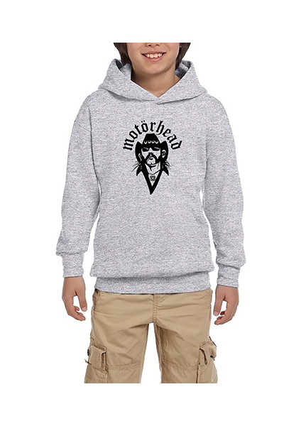 Motörhead Face Gri Çocuk Kapşonlu Sweatshirt