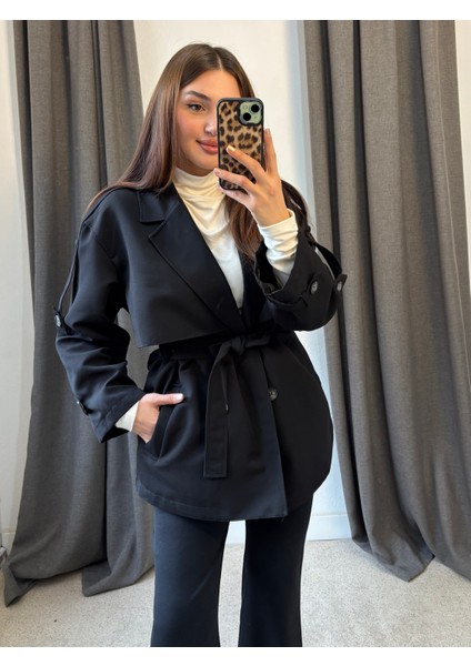 Astarlı Premium Kalite Yarım Boy Trençkot