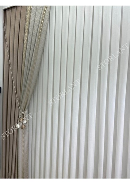 Efsun Gri Bambu Serpme Tül Perde Ütü Gerektirmeyen Kalın Kumaş 275 x 270 cm